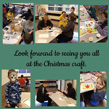 Casgliad o ddelweddau gyda nodyn 'Look forward to seeing you all at the Christmas Craft'